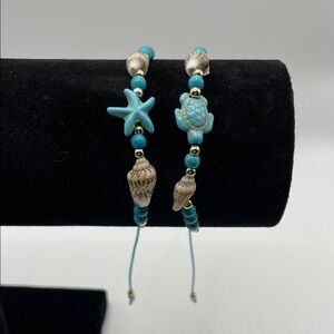 Set of‎ Two Turquoise Sea Life Charm Bracelet